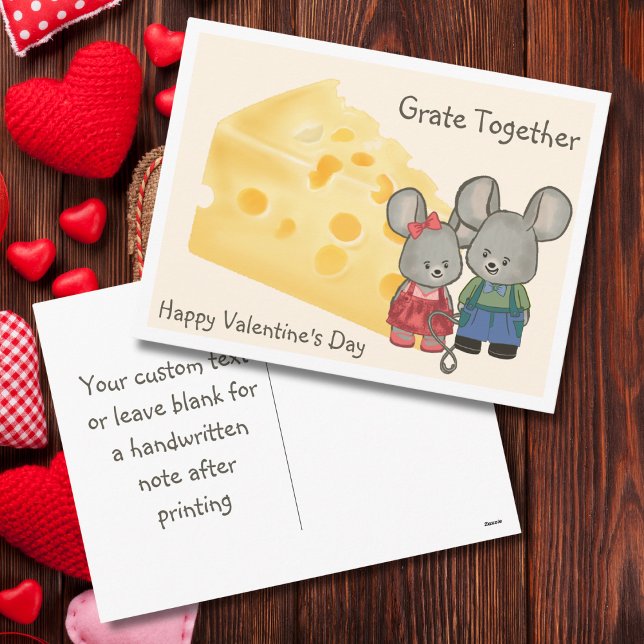 Grate Together - Cheesy Valentine’s Day Mouse Helg Vykort (Skapare uppladdad)