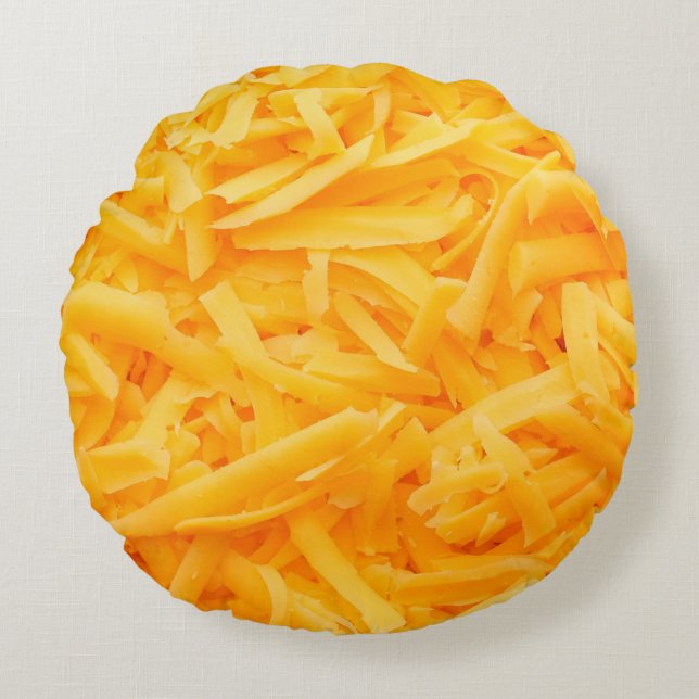 grated cheddar cheese top view rund kudde (Framsidan)