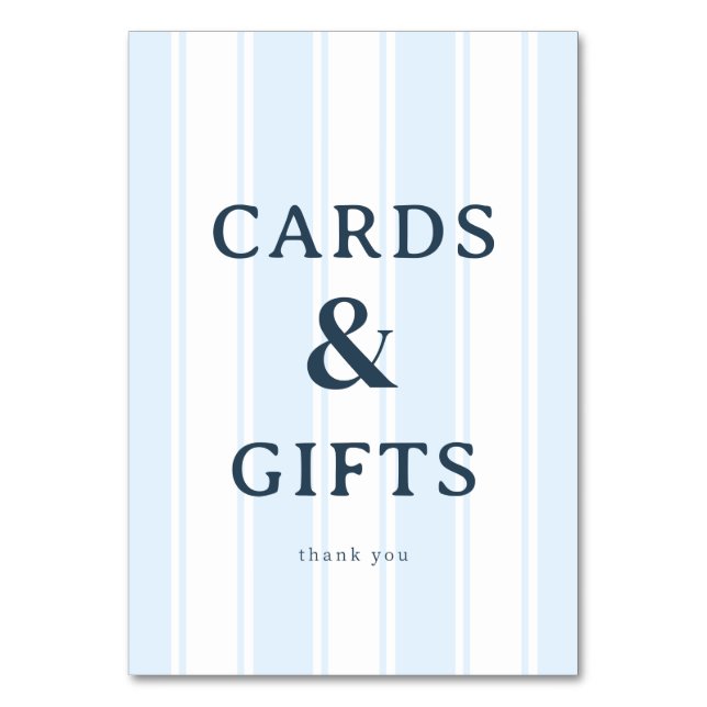 Grateful Blue Minimalist Thank You Card Bordsnummer (Framsidan)