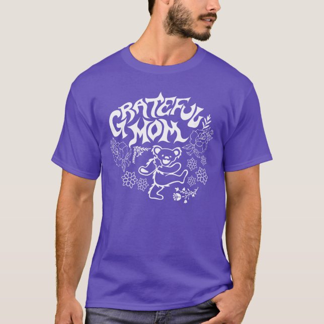 Grateful Dead Grateful Mom Dancing Bear and Flower T Shirt (Framsida)