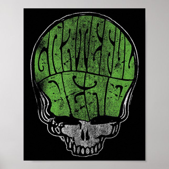 Grateful Dead Psychedelic Green Stealie Skull Vint Poster (Framsidan)