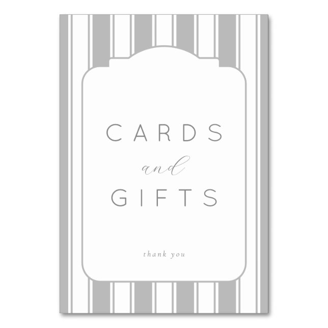 Grateful Gray Minimalist Thank You Card Bordsnummer (Framsidan)