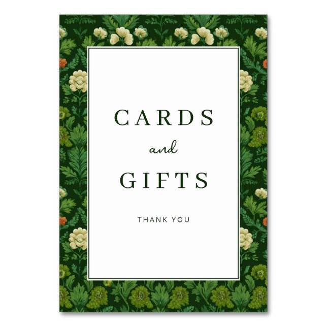 Grateful Green Floral Border Bordsnummer (Framsidan)