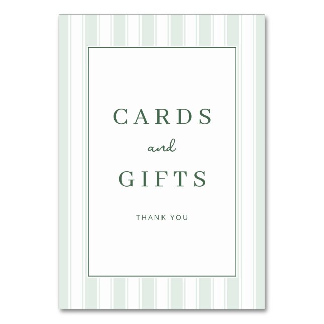 Grateful Green Minimalist Thank You Card Bordsnummer (Framsidan)