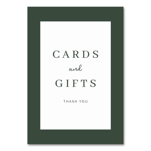 Grateful Green Minimalist Thank You Card Bordsnummer (Framsidan)