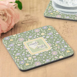 Grateful Heart Joyful Life Floral Coaster Set Underlägg