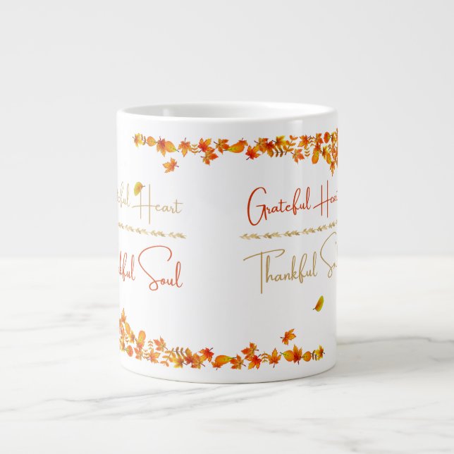 Grateful Heart Thankful Soul Mug – Minimal Fall  Jumbo Mugg (Framsidan)