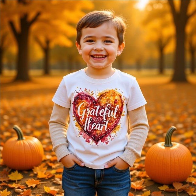 Grateful Heart Watercolor Calligraphy kids T Shirt (Skapare uppladdad)