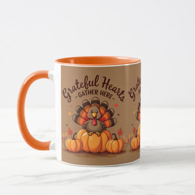 Grateful Hearts Thanksgiving Turkey Mugg (Vänster)