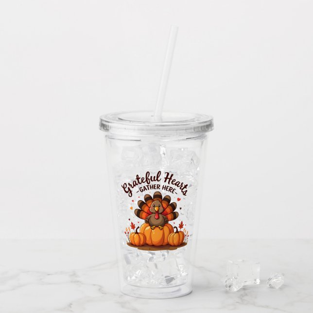 Grateful Hearts Thanksgiving Turkey Take Away Mugg (Baksida Ice)