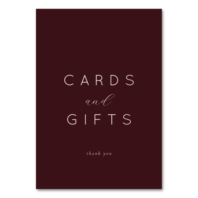 Grateful Maroon Minimalist Thank You Card Bordsnummer (Framsidan)