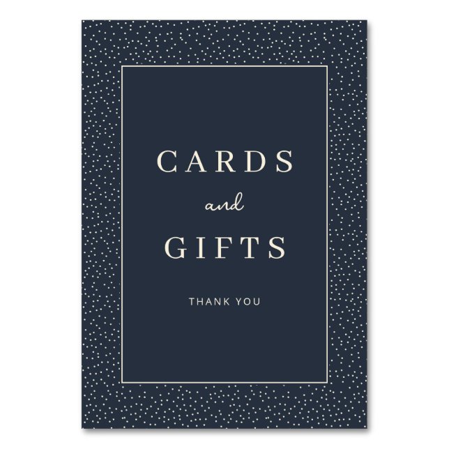 Grateful Navy Blue Elegant Thank You Card Bordsnummer (Framsidan)