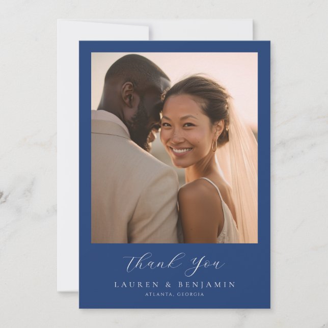 Grateful Navy Elegant Photo Tack Kort (Framsida)