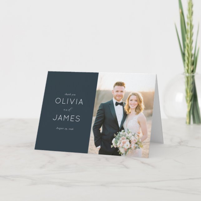 Grateful Navy Elegant Photo Tack Kort (Framsida)