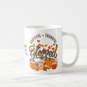 GRATEFUL THANKFUL BLESSED Christian Thanksgiving Kaffemugg