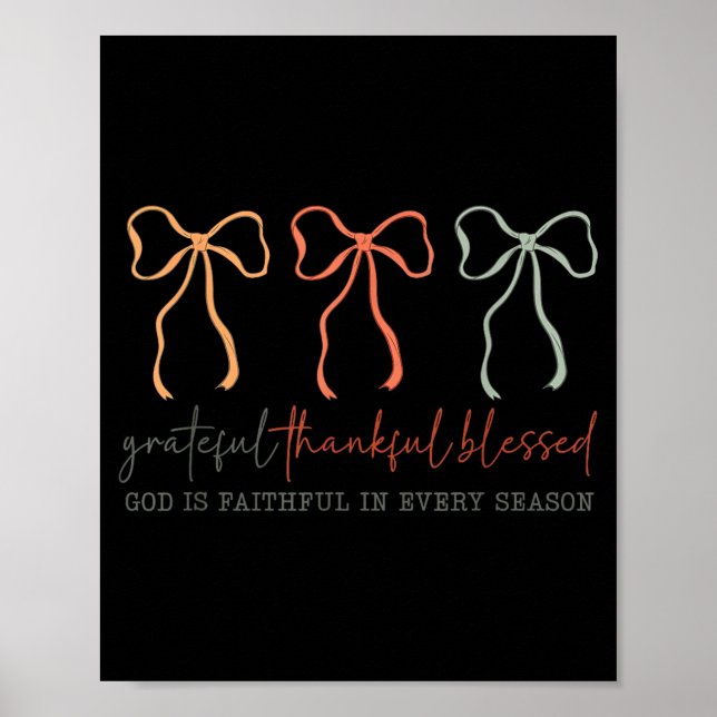Grateful Thankful Blessed God's Faithful Christian Poster (Framsidan)