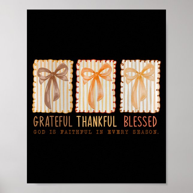 Grateful Thankful Blessed Religious Christian  Poster (Framsidan)