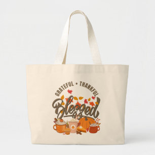 GRATEFUL THANKFUL BLESSED-Thanksgiving Jumbo Tygkasse
