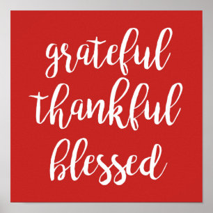 GRATEFUL THANKFUL BLESSED-typografi Poster