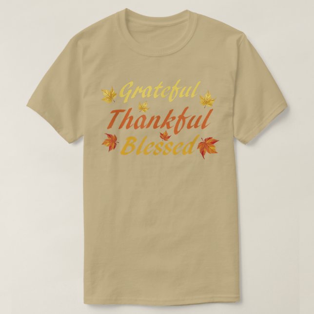 Grateful Thankful BlessedThanksgiving Fall Celebra T Shirt (Design framsida)
