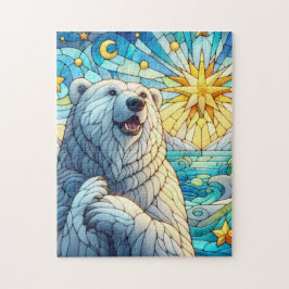 Grateful Whimsical Polar Bear Faux Stained Glass Pussel