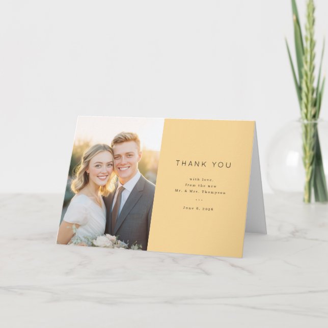 Grateful Yellow Wedding Thank You Tack Kort (Framsida)