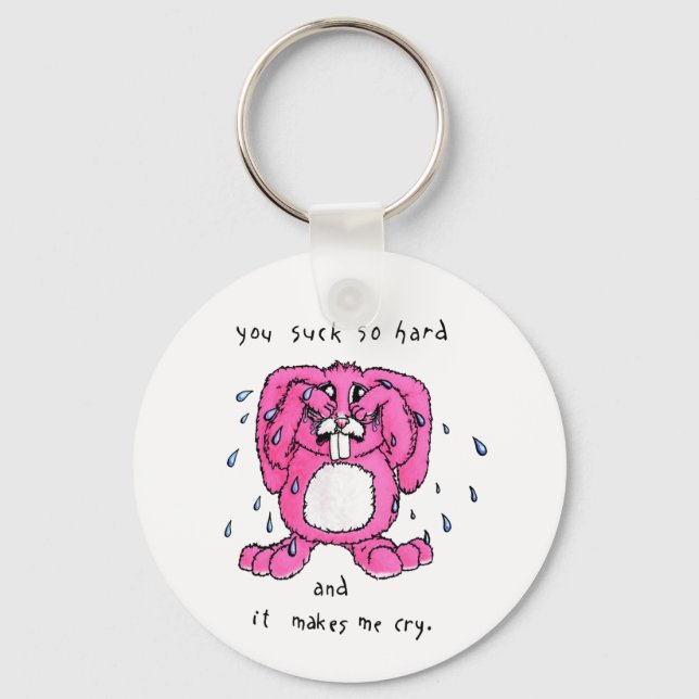 Gråter Bunny Keychain Nyckelring (Framsida)