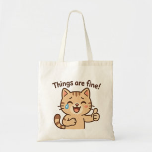 Gråter Cat Sticker - "Sak är bra!" Funny Tygkasse