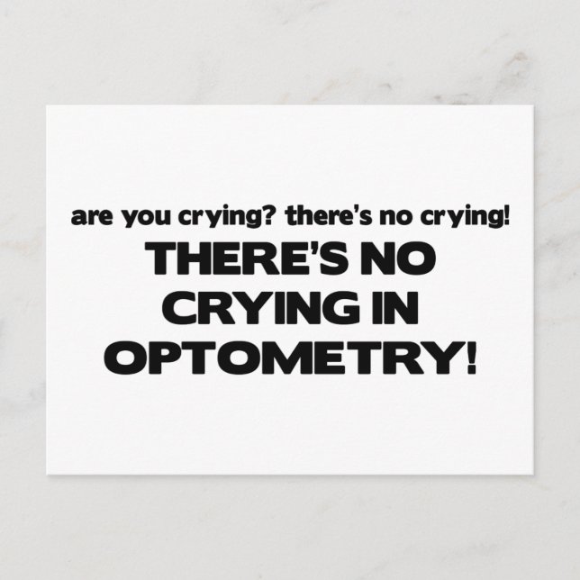 Gråter inte i optometri vykort (Framsida)