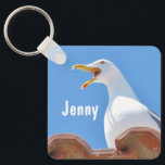 Gråter nyckelkedjan Fiskmås-Personlig Namn Nyckelring<br><div class="desc">Fotografi av ett vackert vitt fiskmås som gråter.</div>