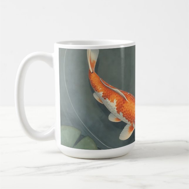 Gratiös Koi Fiskdamm Serenitetsdesign Kaffemugg (Vänster)