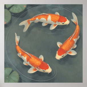 Gratiöst Koi Fiskdamm Serenitetsdesign Poster
