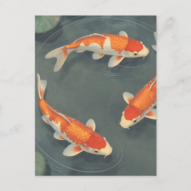 Gratiöst Koi Fiskdamm Serenitetsdesign Vykort (Framsida)