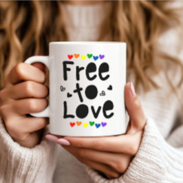 Gratis att älska regnbågsstolthets hjärtan kaffemu kaffemugg