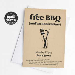 Gratis BBQ Rolig årsdagsfest inbjudan