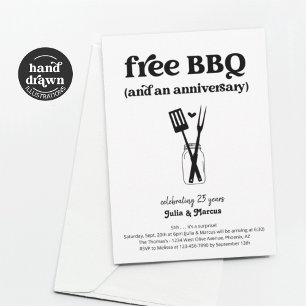 Gratis BBQ Rolig årsdagsfest inbjudan