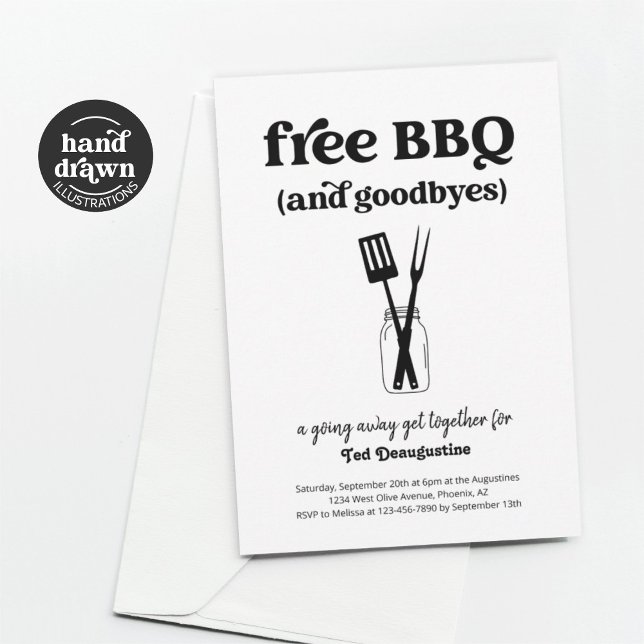 Gratis BQ- och Goodbyes-inbjudan som går över väge Inbjudningar (Skapare uppladdad)