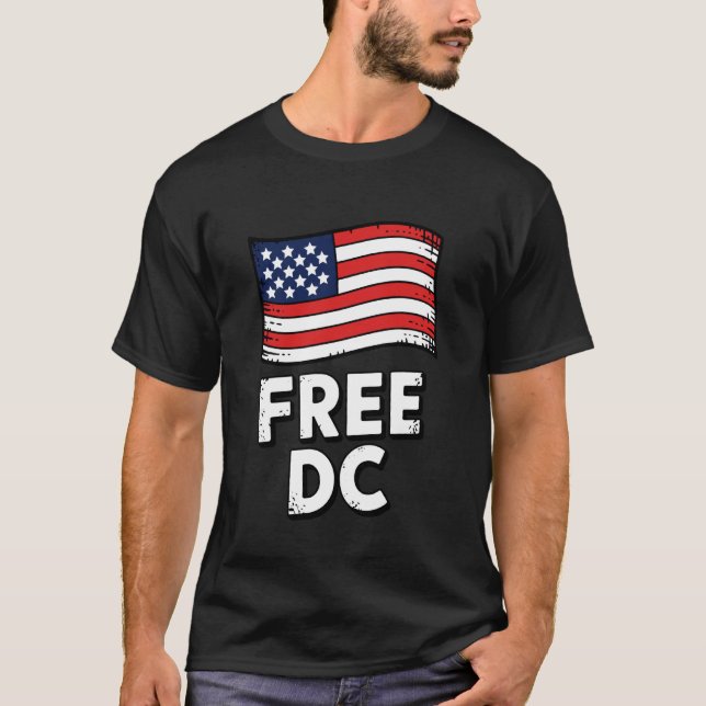 Gratis DC Distressed USA Flagga Design T Shirt (Framsida)