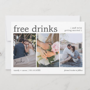 Gratis drinkar 3 foto bröllop Spara datum Datumet