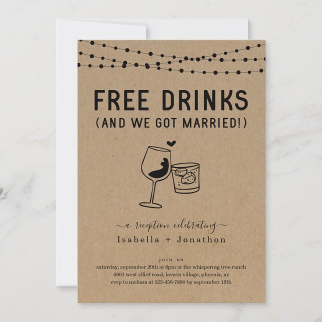 Gratis Drinks Funny Reception Only-inbjudan Inbjudningar (Framsida)