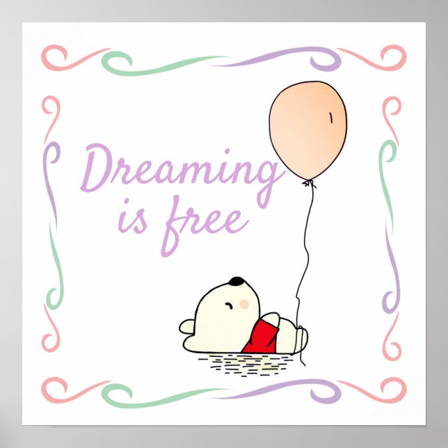 Gratis Drömmar Björn med Ballonger Poster (Framsidan)