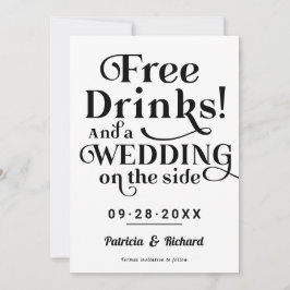 Gratis dryck Avslappnad Bröllop spara datum Inbjudningar