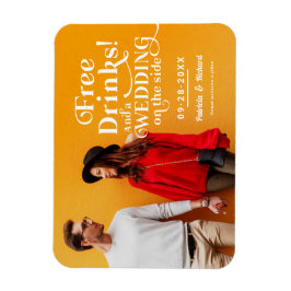 Gratis dryck Avslappnad Bröllop spara datum Magnet