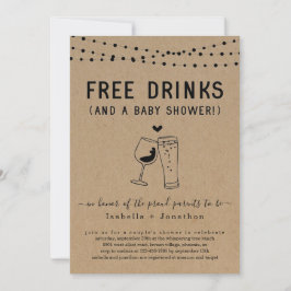 Gratis dryck och en babyåkare Par Kön Neutral Inbjudningar
