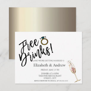 Gratis drycker, champagneglas bröllop inbjudningar