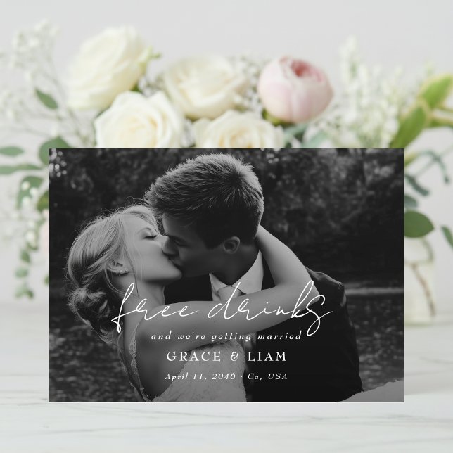 Gratis Drycker Elegant Modern Romantisk Foto Bröll Spara Datumet (Skapare uppladdad)