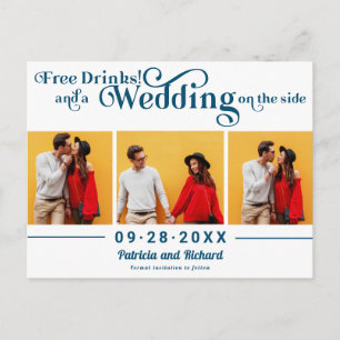 Gratis Drycker Ledig Bröllop Spara Datum 3 Foto Vykort