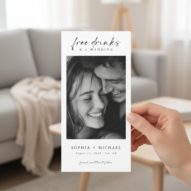 Gratis drycker Modern Romantisk Foto Bröllop Spara Datumet (Skapare uppladdad)