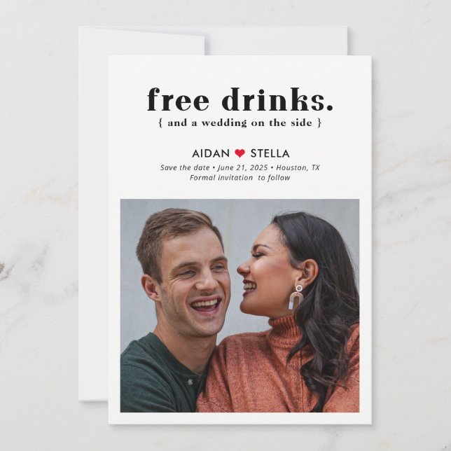 Gratis drycker redigerbar färg rolig Spara datum k Julkort (Framsida)
