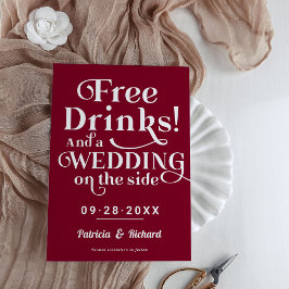 Gratis drycker rolig avslappnad bröllop spara datu inbjudningar